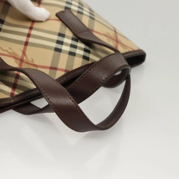 BURBERRY Nova Check Hand Bag PVC Beige Auth 121465 - Picture 8 of 16